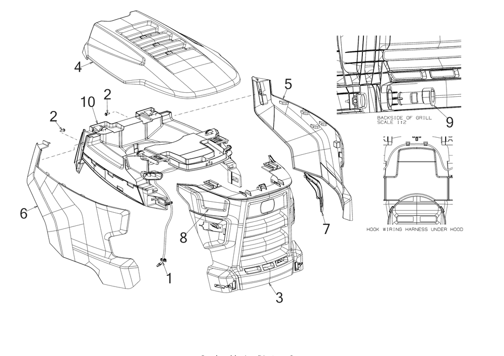 Hood Diagram and Parts List for XT1-LT46KH (13APA1CT210)(2017) Cub Cadet Lawn Tractor